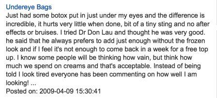 Patient Testimonial for Removing Bags under Eye
